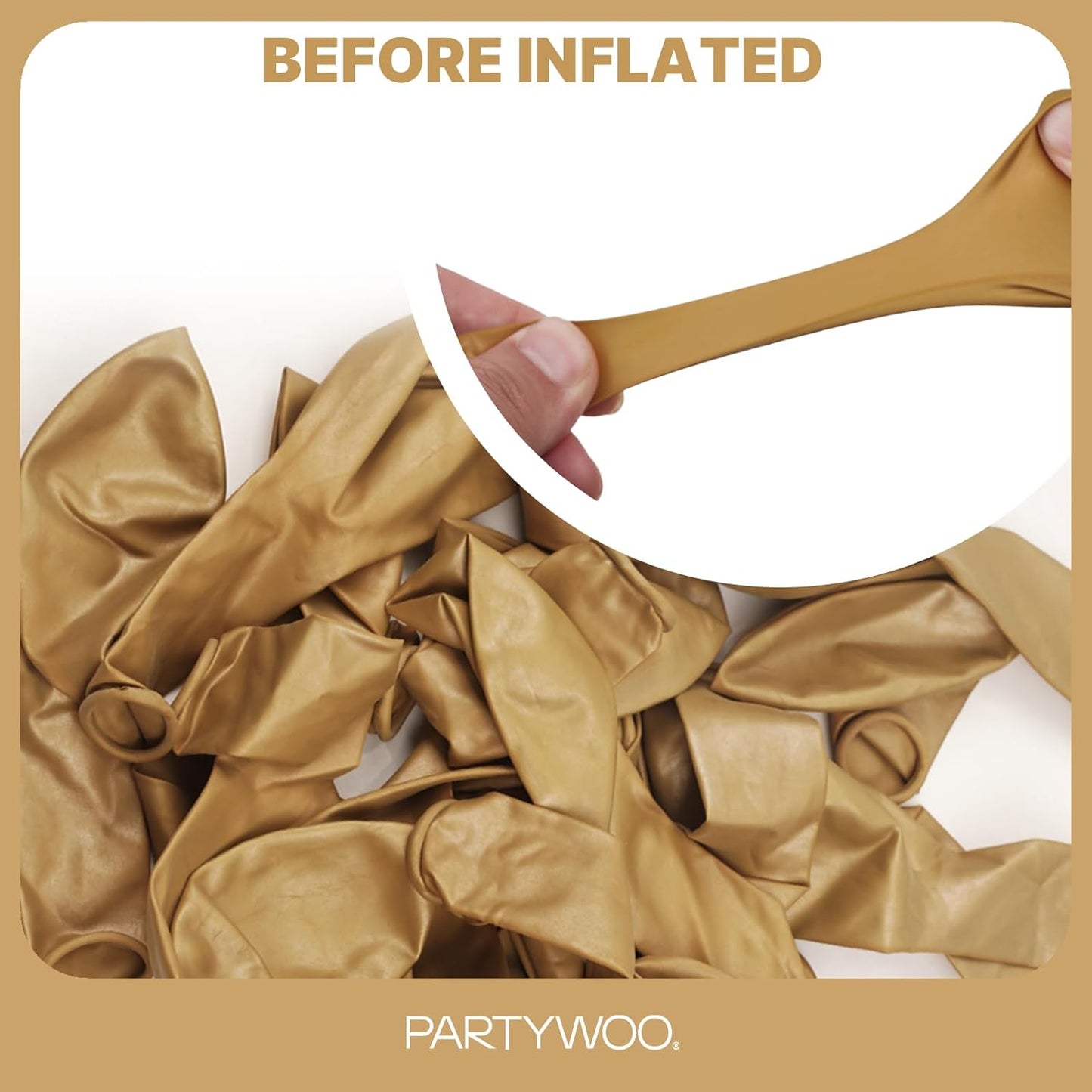 PartyWoo Metallic Gold Balloon Arch Kit - 145pcs in 5-18 Inch Sizes for Birthday, Graduation & Wedding Decor