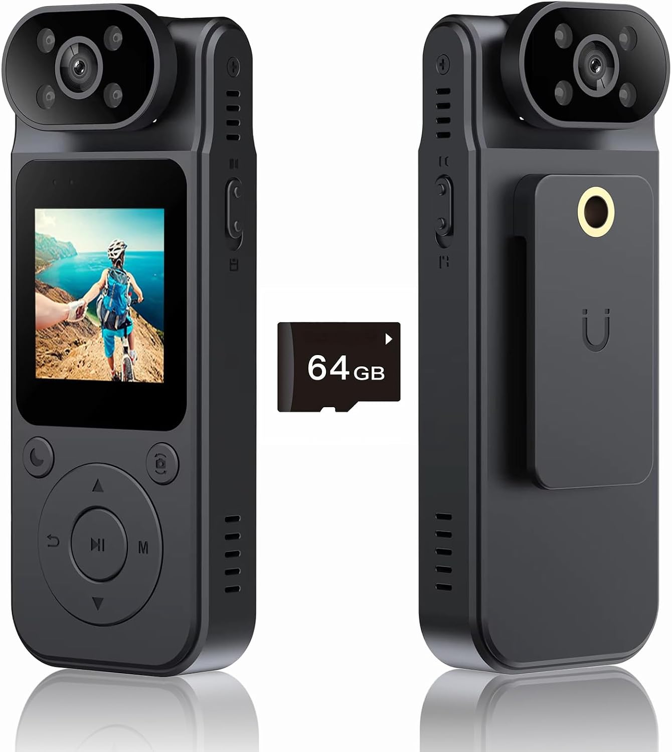 KATZEIST 1.5Screen 64GB Card,1080P 180 Mini Body Camera Video Recording with Memory Wearable Personal Bodycam