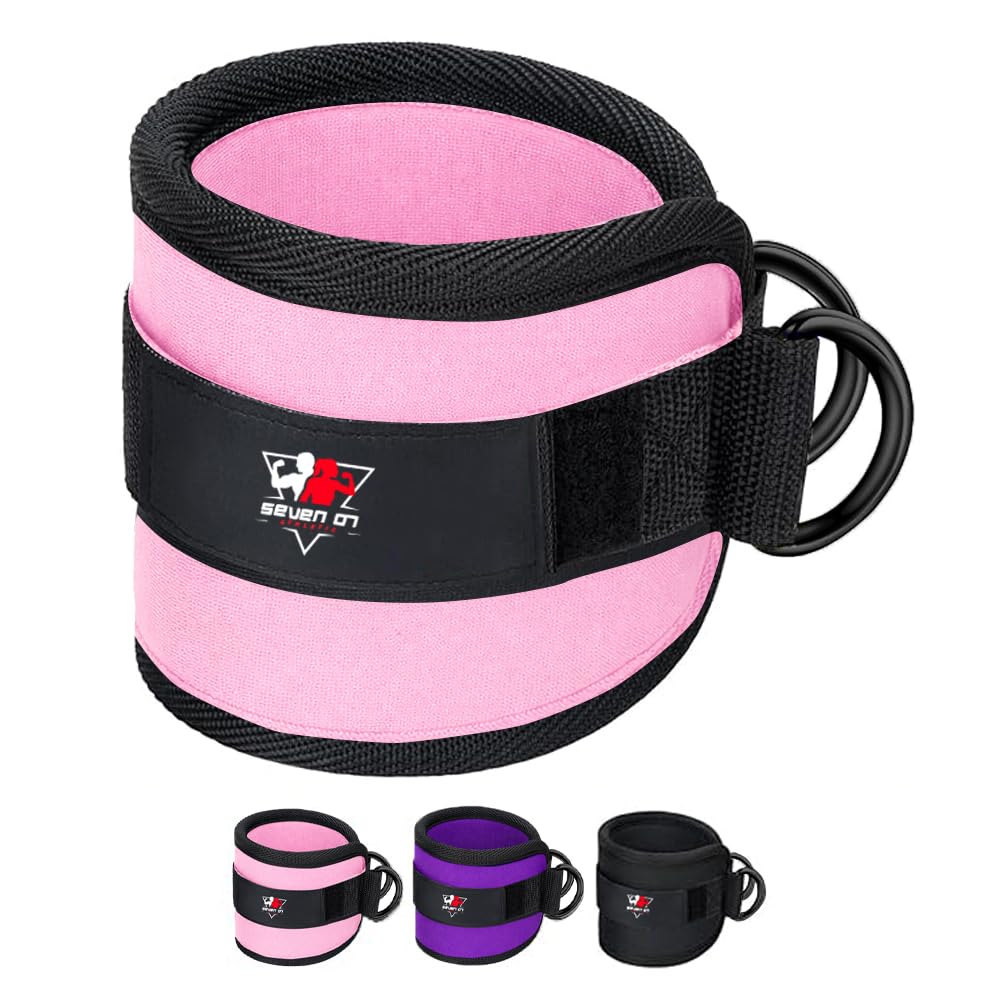 Ankle Straps for Cable Machines, Adjustable Comfort Ankle Cable Attachments for Women & Men, Glute Kickback Ankle Strap for Workout Gym Ankle Cuff Neoprene Padded Durable lifting Straps (Pink)