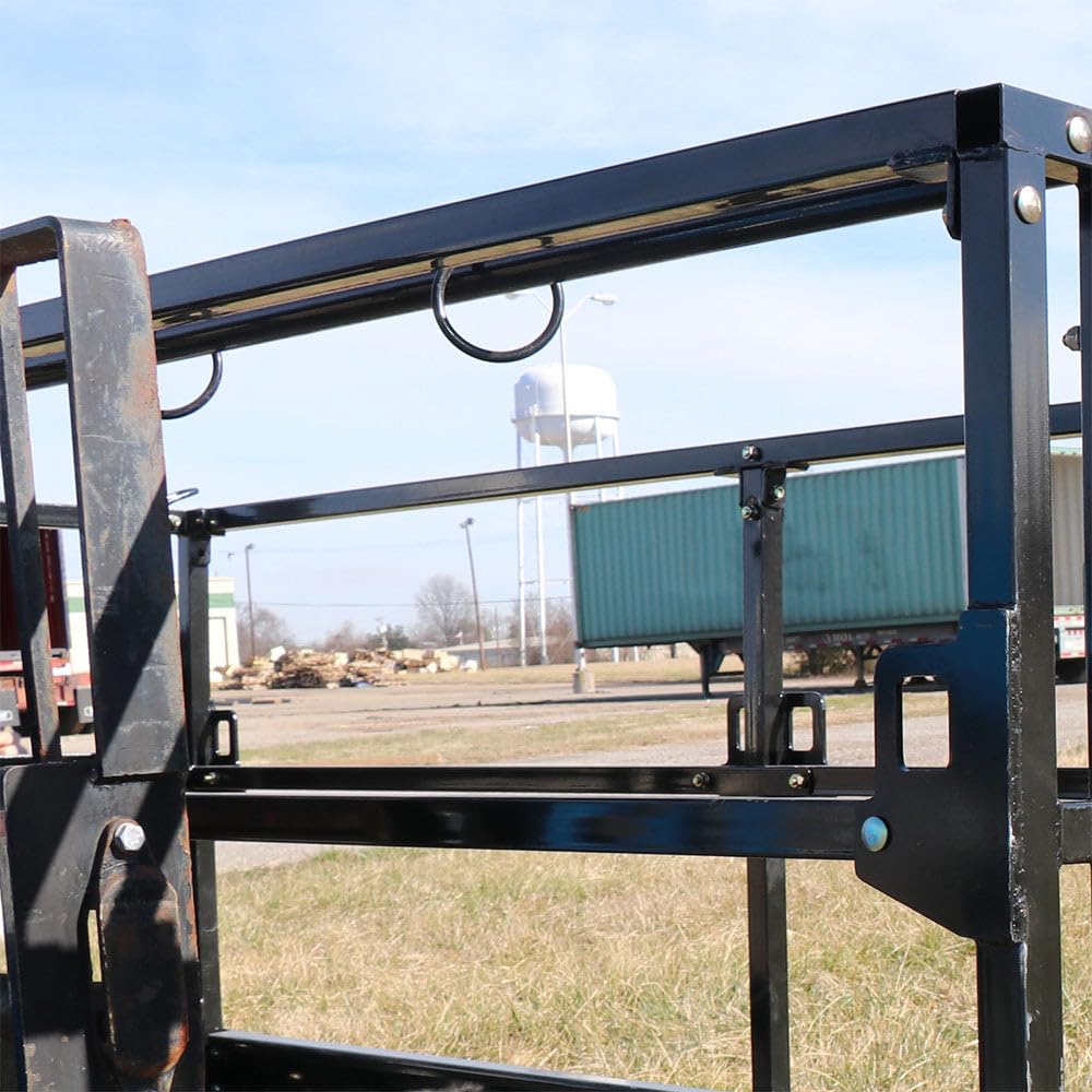 Titan Attachments 4' x 9' 8" Mesh Telehandler Work Platform, Safety Man Basket, Forklift Attachment for Forklift and Telehandler, 1,700 lb. Weight Capacity, Safety Cage Man Lift