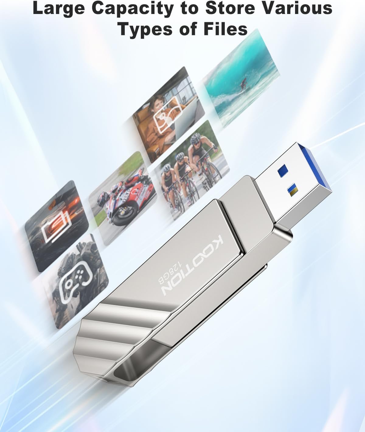 KOOTION 3.2 128GB, 450 USB Flash Drive Up to MB/S Read Speed USB C Memory Stick, Dual USB C Thumb Drive with USB Type-C