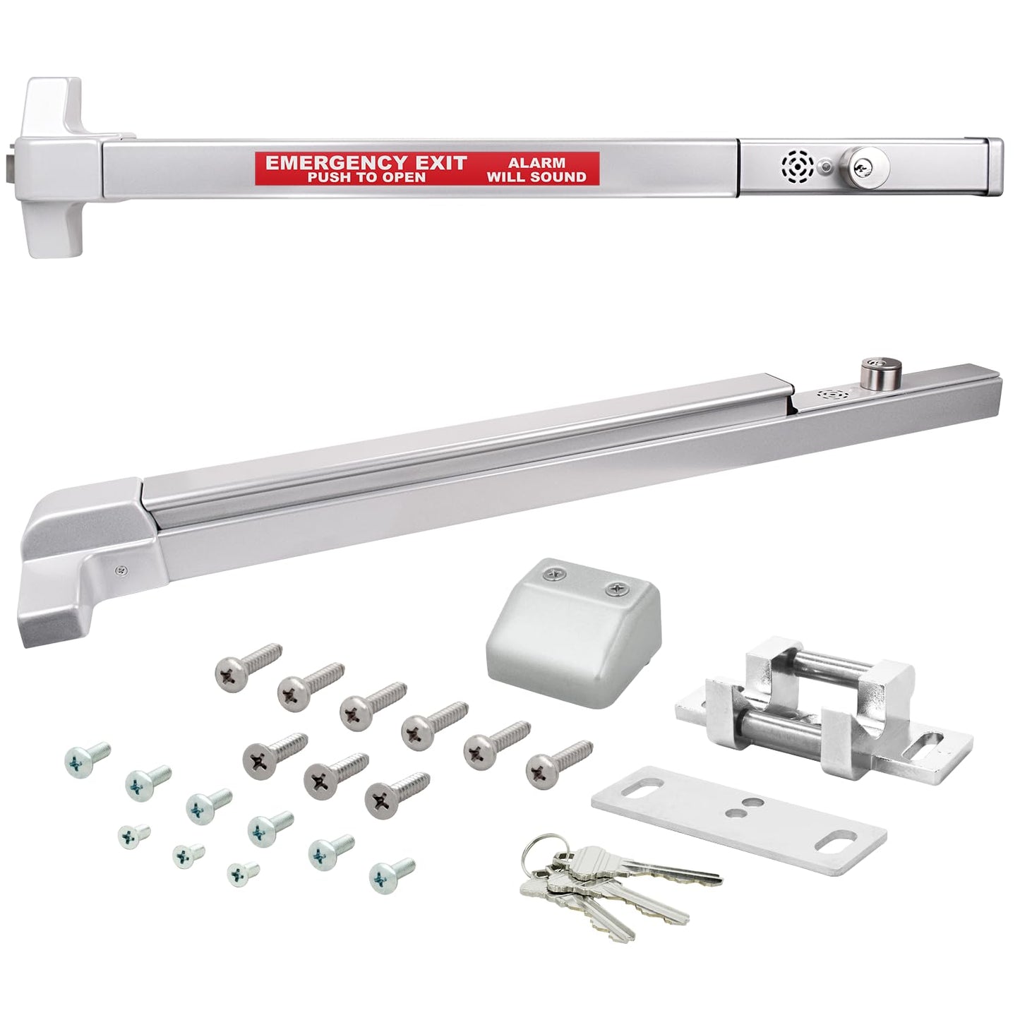 Nuk3y ED-5000 Series Panic Bar Exit Device Grade 1 ADA Certifed, Fit Door Width 31"-36" (Aluminum, Fire Rated Alarm Exit Device Only)
