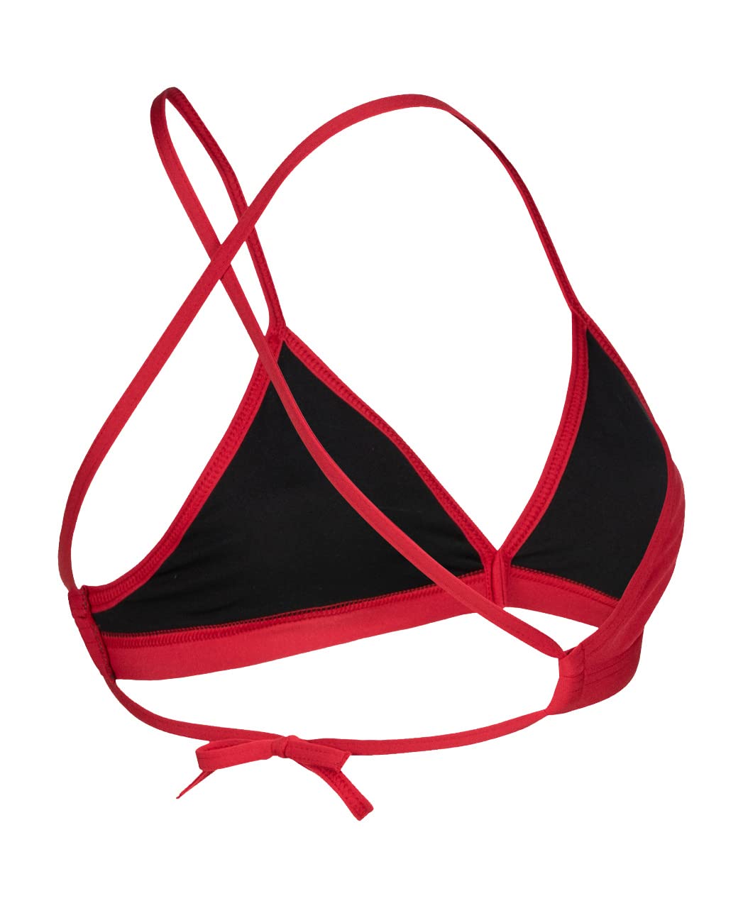 ARENA Women’s Team Solid Swim Top Tie Back Athletic Bikini Top Only Competitive Swimming Training Ladies Bathing Suit, Red/White, US Size 28