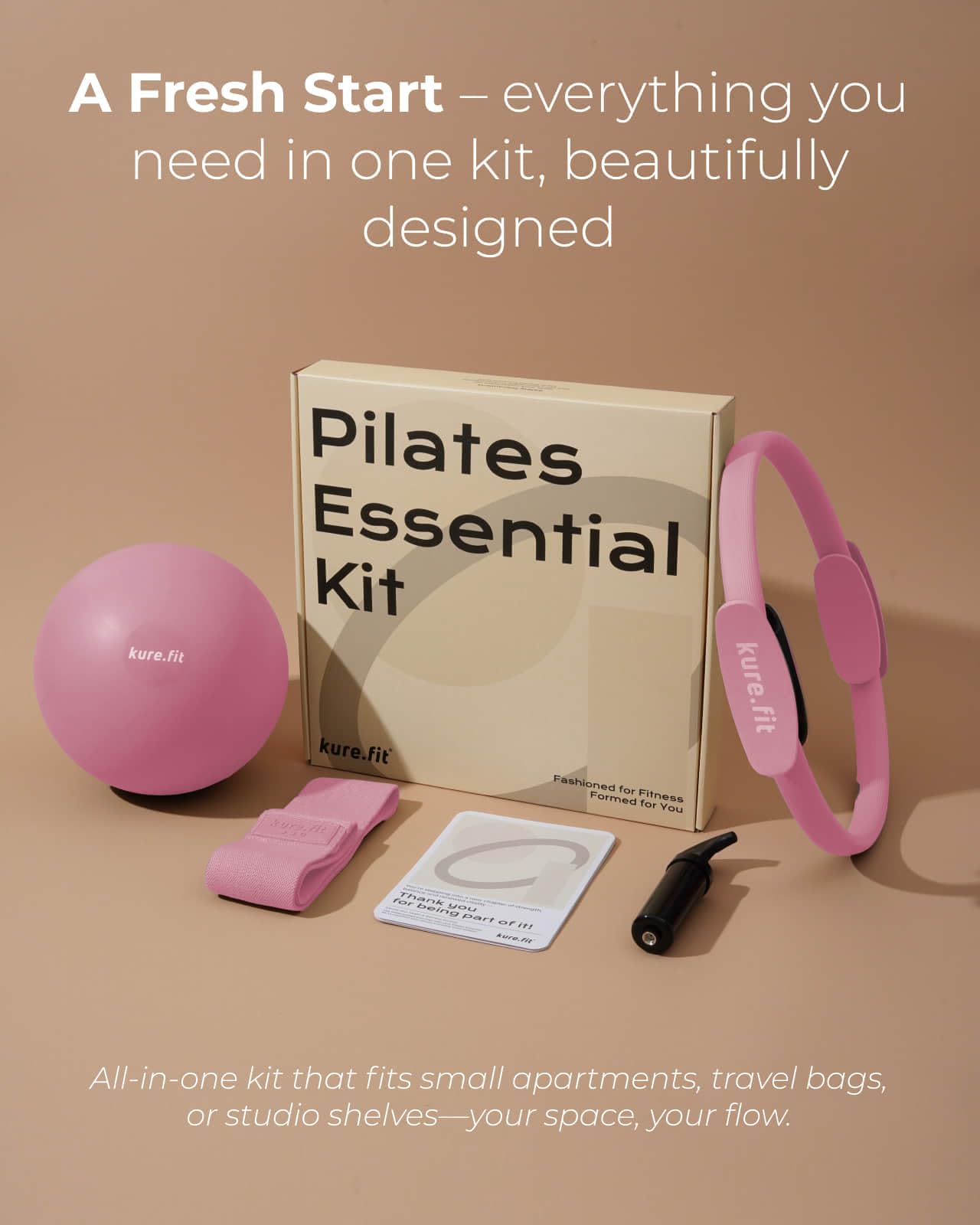 kure.fit Pilates Kit for Women – Home Pilates Equipment Set with Ring, Ball & Resistance Bands | Pilates Starter Kit with Accessories in Gift Box