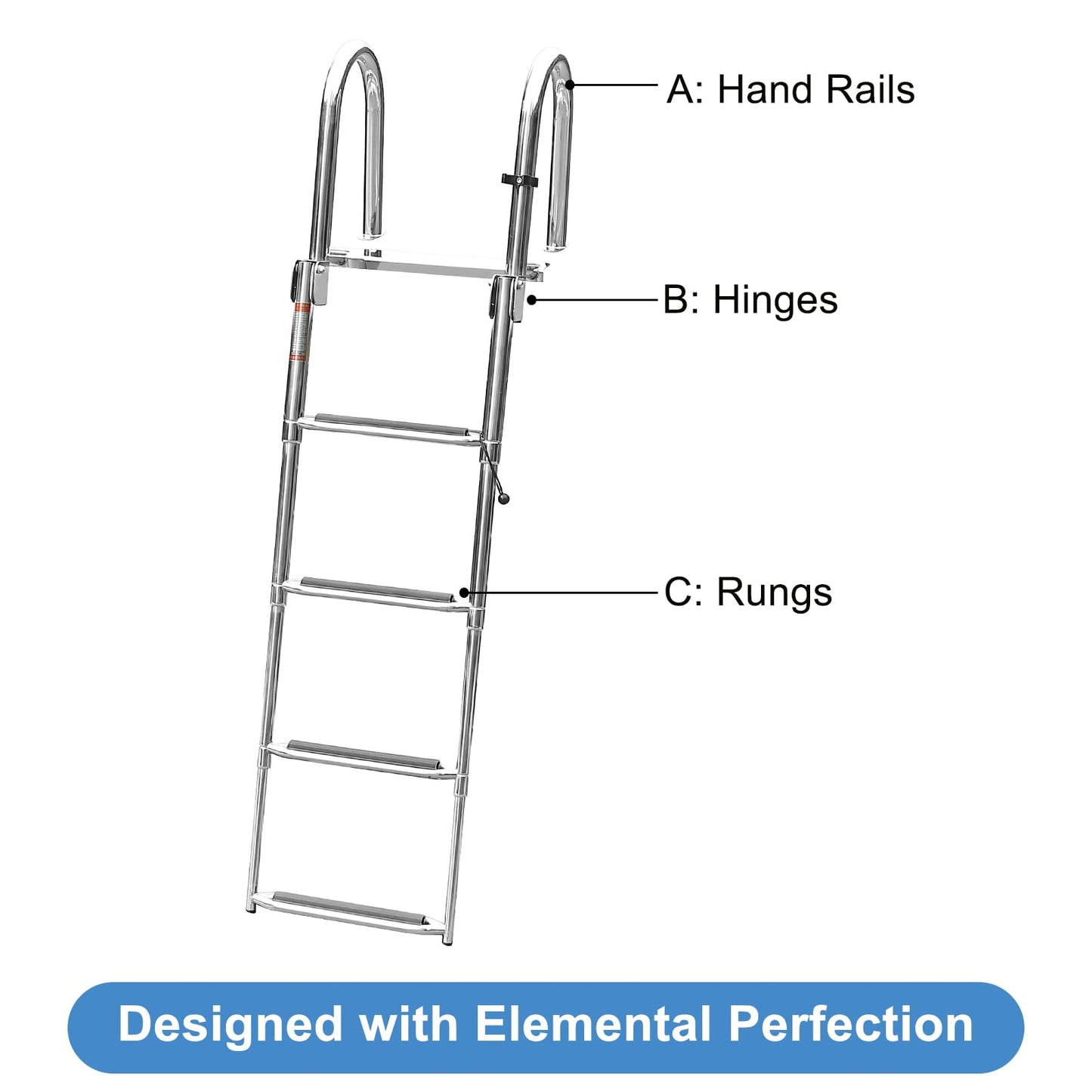 Amarine Made Dock Ladder, 4 Step Pontoon Boat Ladders, Stainless Steel Telescoping Boat Ladder, Marine Folding Ladder with Handrails, Dock Steps for Boats, Load Capacity-440lb