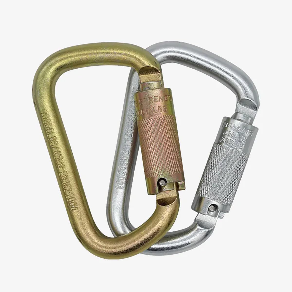 Heavy Duty Carabiner Clip Auto-Locking Climbing Carabiner 45KN=10000IBS Twist Lock Carabiner for Outdoor Climbing, Mountaineering, Rappelling, Camping, Hiking, Swing (CE Rated,D Shape),Gold