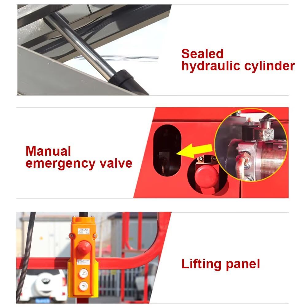 JIN YANG HU Scissors Lifting Aerial Lift Platform,4M Walk-Behind Mobile 500kg Load Hydraulic Working Platform,79"X36" Lifting Platform Scissor Lift Table