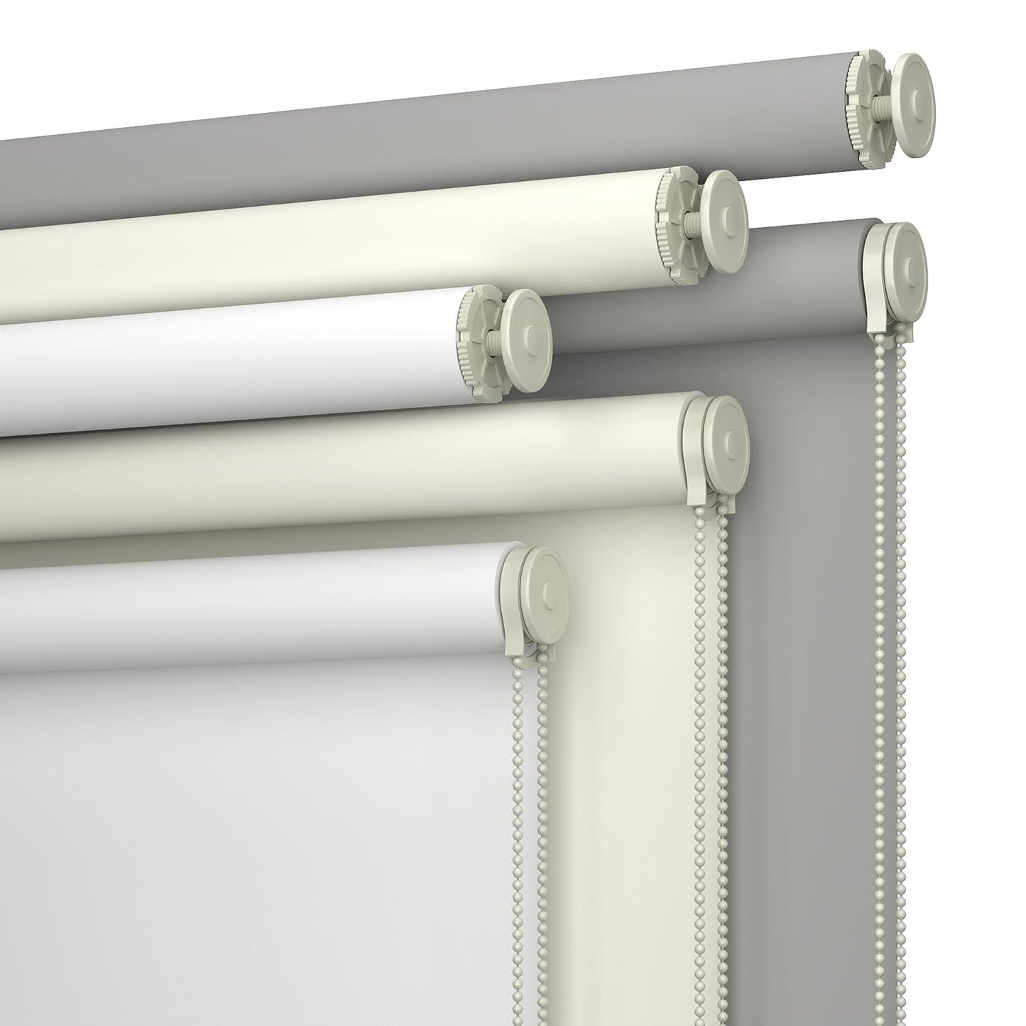 No Drill No Tools 100% Blackout Roller Shade | UV Protection | Easy-Care Fabric | Roller Blind for Windows & Doors | Pull Down Window Shade - White (60.5" W x 75" H)