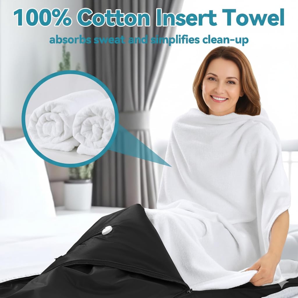 CAMLARD Sauna Towels for Infrared Sauna Blanket -Reusable & Machine-Washable Sauna Towel Insert for Blanket (Cotton)-White
