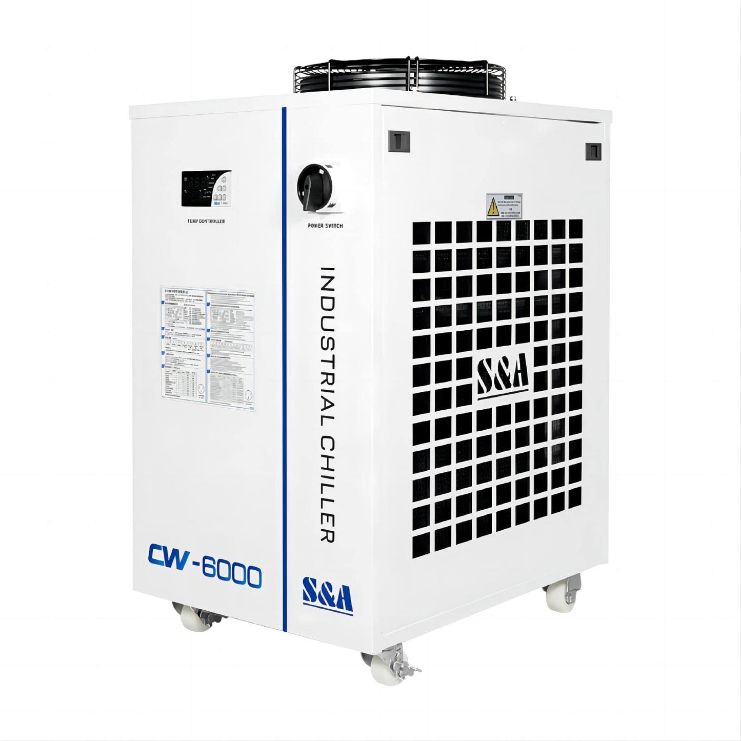 S&A Genuine CW-6000DI Industrial Water Chiller with 10731Btu/h Cooling Capacity 15L Water Tank Laser Water Cooler Chiller 110V