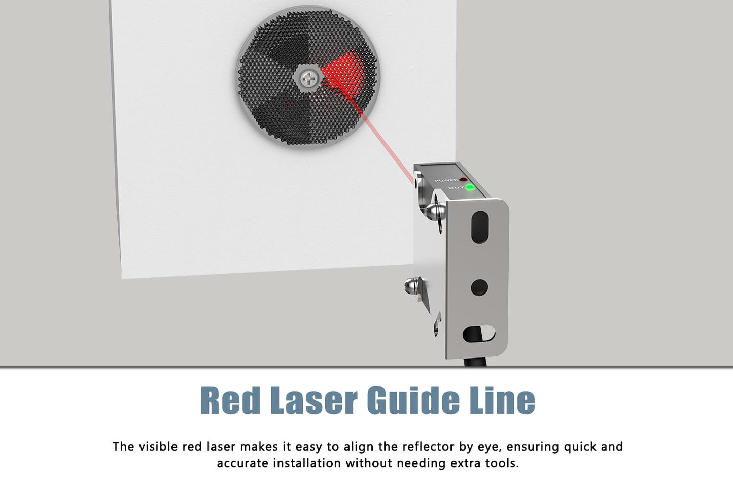 Blütezeit Retro-Reflective Photoelectric Sensor, 40ft Visible Red Beam Wall Mounted for Automatic Swing & Sliding Gate Openers Indoor/Outdoor, Compatible with Blütezeit Gate Motors (ME-R12M1)