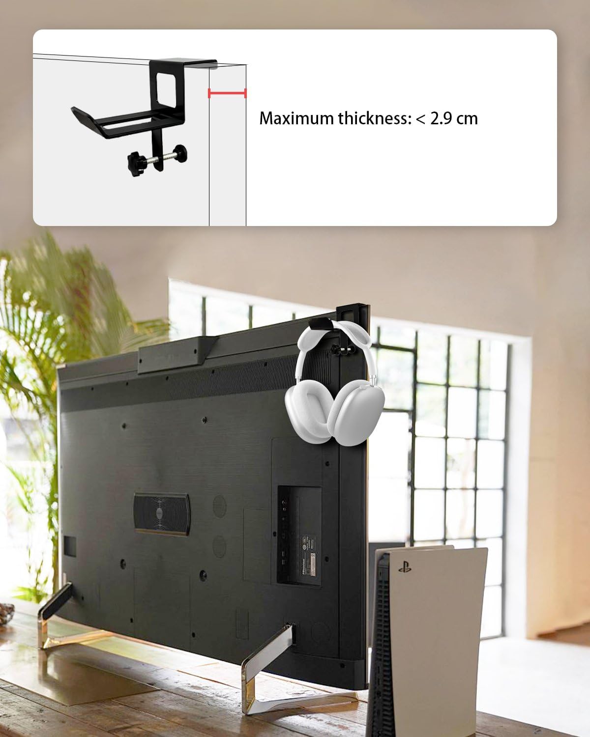 Monitor Back Stand for Headphone, No Adhesive Needed Space Saving Desk Organizer, Compatible with Different Computer
