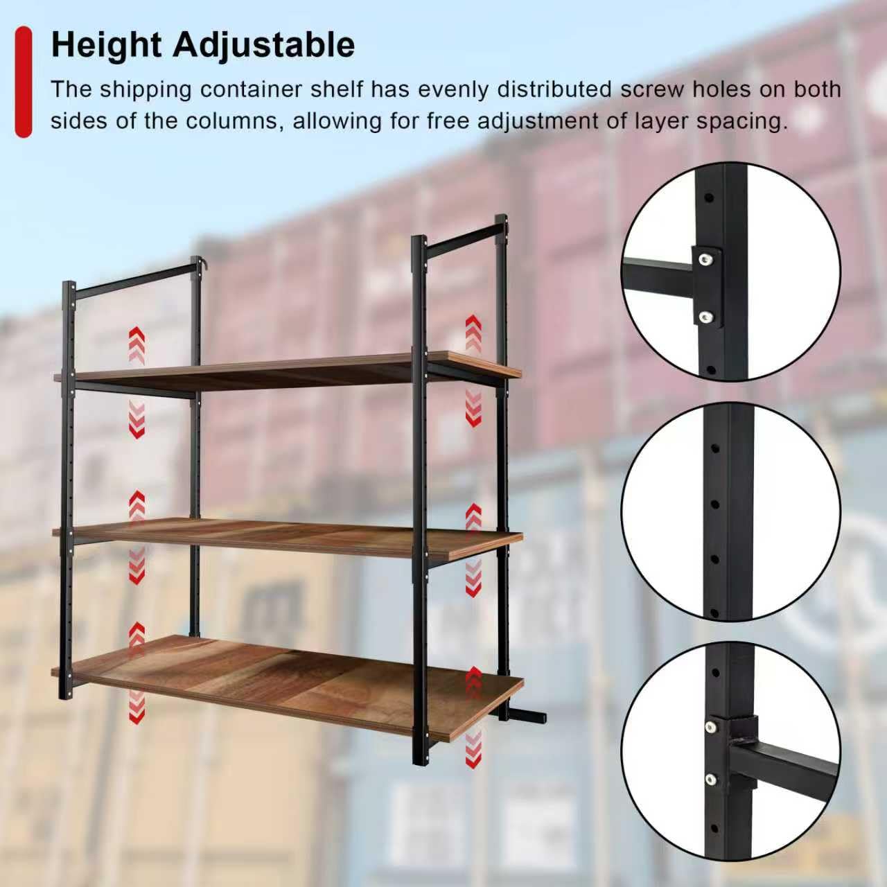 Kerty 4 Pack Shipping Container Shelving Bracket, 3-Tier Shipping Container Shelf with Adjustable Height, Suitable for Heavy Duty Trailer Containers (22" D x 58" H)