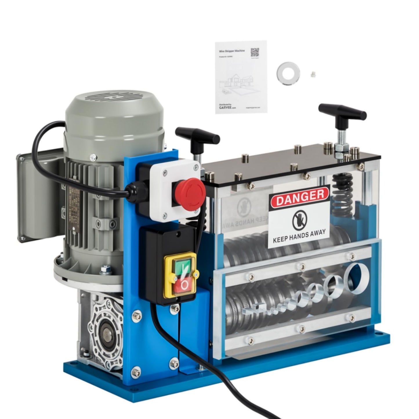Automatic Wire Stripper Machine, 370w 0.06" - 1.5" Electric Wire Stripping Machine, Cable Stripper for Scrap Copper Wire Cable Recycling， 370w 10 Channels 10 Blades with Transparent Panel