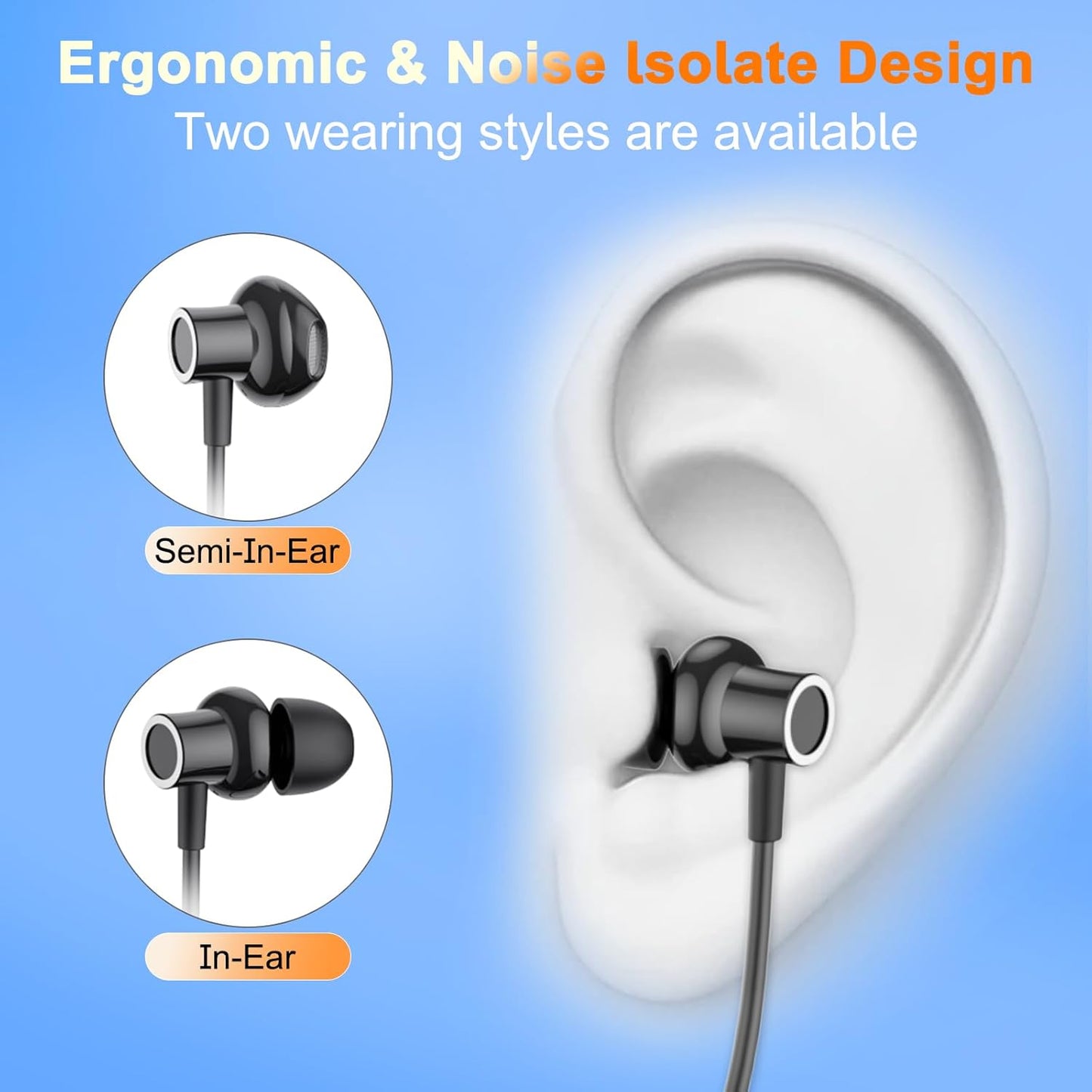 AIYIBEN 100 (Y10) Neckband Bluetooth Headphone with LED Power, Neckband Headphones Hours Playtime, in-Ear Bluetooth