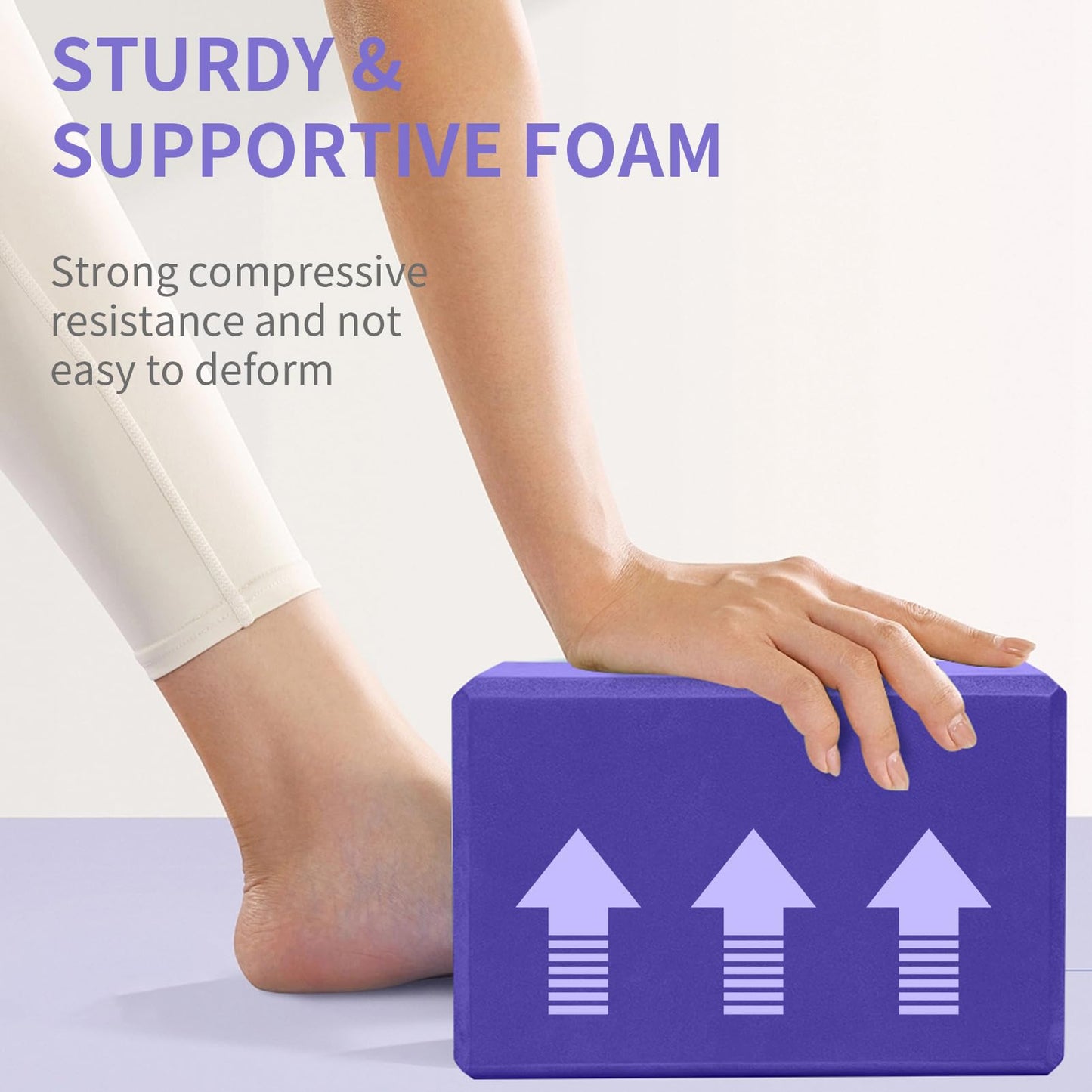 Yoga Block, Large Yoga Block 9x6x4 Inches, Sturdy Yoga Foam Blocks, High Density & Non Slip Surface for Yoga, Pilates & Stretching, Fitness Accessories for Stability & Balance (Violet)