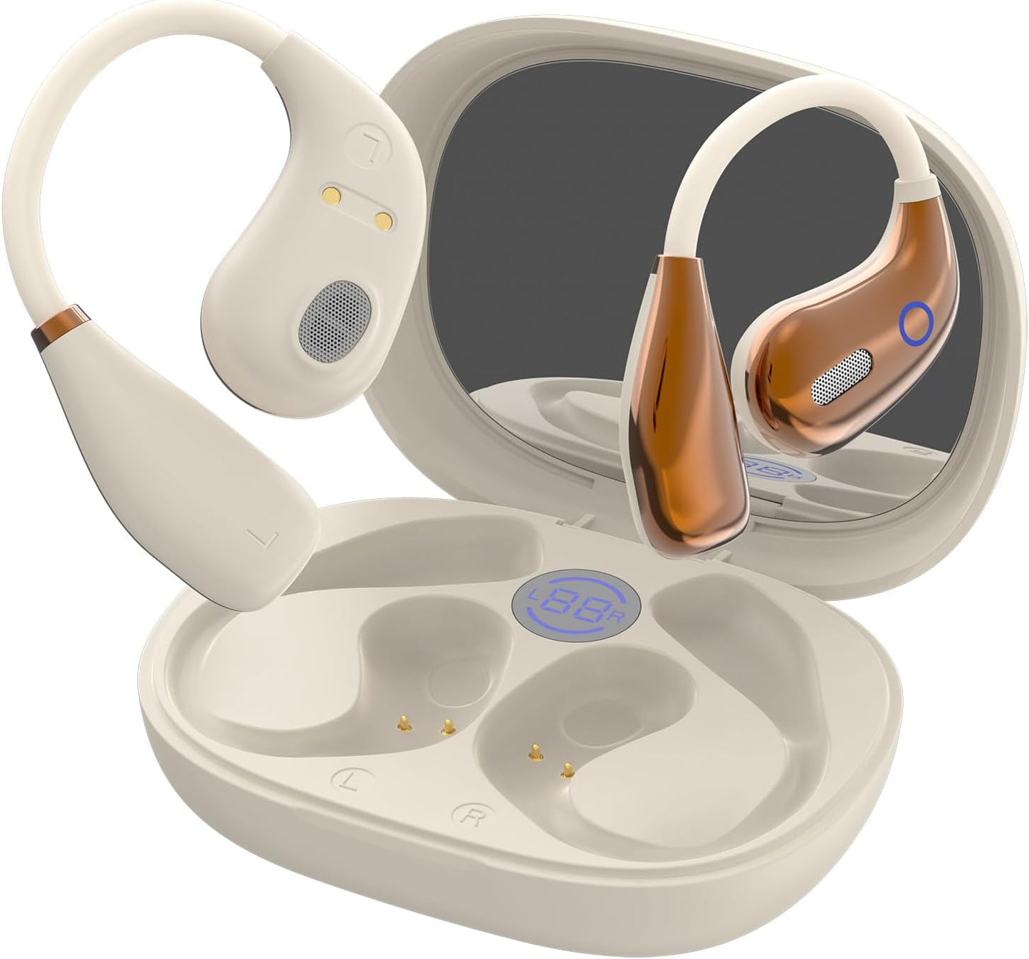 YYFEIDBFEO 5.4 IPX7 Open Ear Earbuds, Wireless Bluetooth Headphones, Stereo Sound Waterproof with Ergonomic Earhook