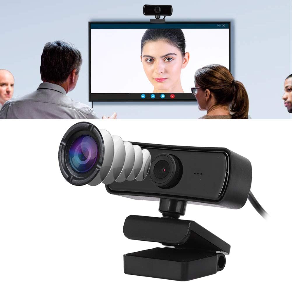 ASHATA 4K 2K 2560 1440 Webcam, Video, x Resolution, Built-in Microphone, Auto Focus, Plug and Play, Black