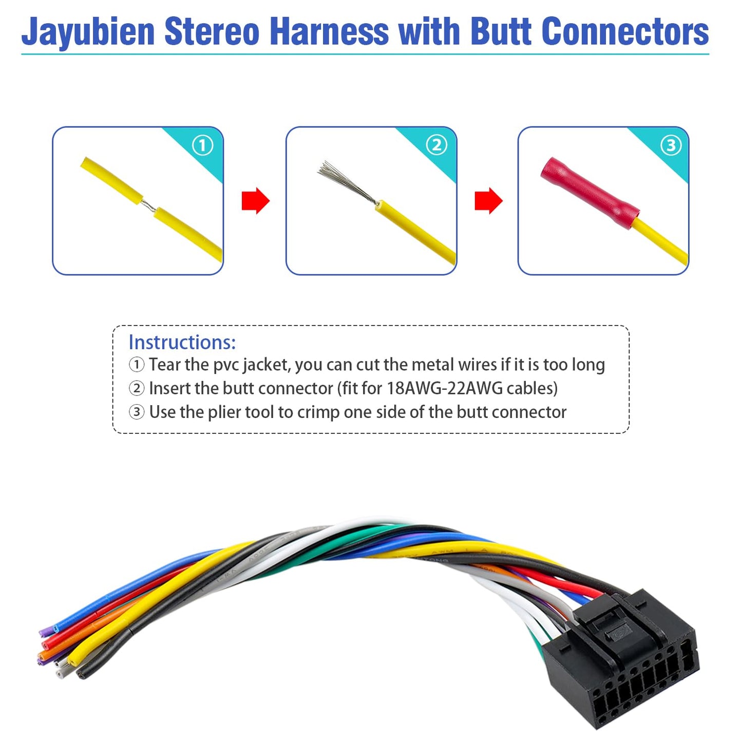 16-Pin Kenwood ISO Stereo Wiring Harness Adapter for Car Radios