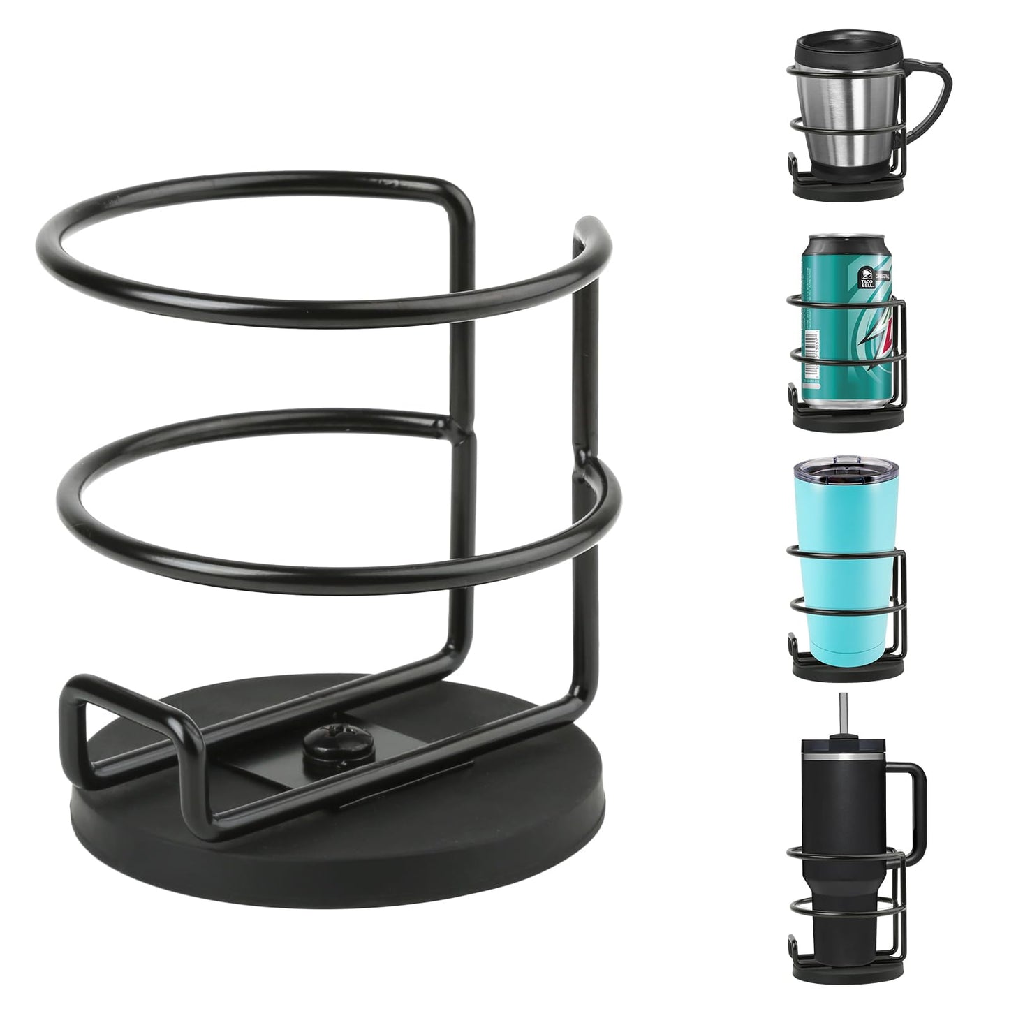 Magnetic Cup Holder,Heavy Duty Metal Drink Holder, 3.46 inch / 8.8 cm Strong Magnetic Base,Bottle Holder for Refrigerator/Treadmill/Truck/Tractor/Forklift/Boat/Bus/Car (Bottom Magnetic)