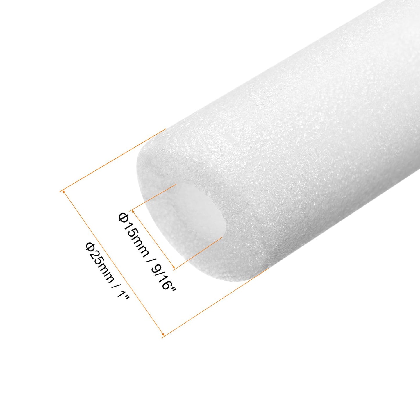 MECCANIXITY 4pcs Pipe Insulation Foam Tube Pipe Lagging 15mm(9/16 Inch) ID 25mm OD 3ft Freeze Protection for Copper Pipe, White