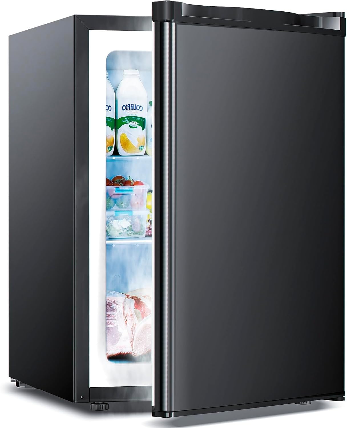 Electactic 2.1 Cu.ft Small Freezer, Mini Upright Freezer with 7 Adjustable Thermostat, Removable Shelves, Reversible Single Door, for Bedroom/Home/Dorms/Apartment (Black)