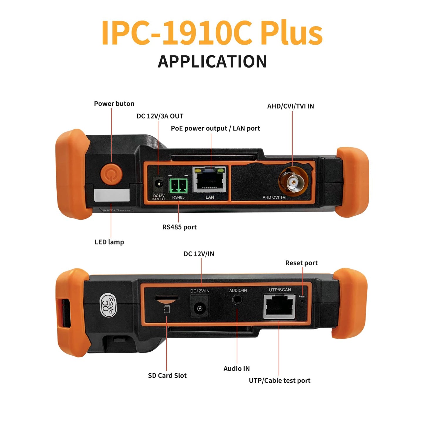 Rsrteng CCTV Tester,IPC-1910C Plus with Cable Tracer 8MP AHD CVI TVI CVBS IP Camera Test 8K HD Display Video Monitor 4 inch IPS Touch Screen IPC Tester Support POE PTZ RS485 Replace 1800ADH