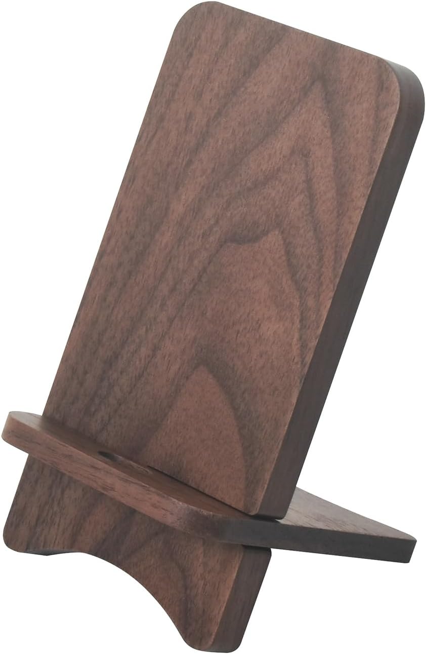 Abbolinxus Solid Wood Phone Stand, Desktop Wooden Phone Stand, Simple Phone Holder, Compatible with All Phones (Walnut