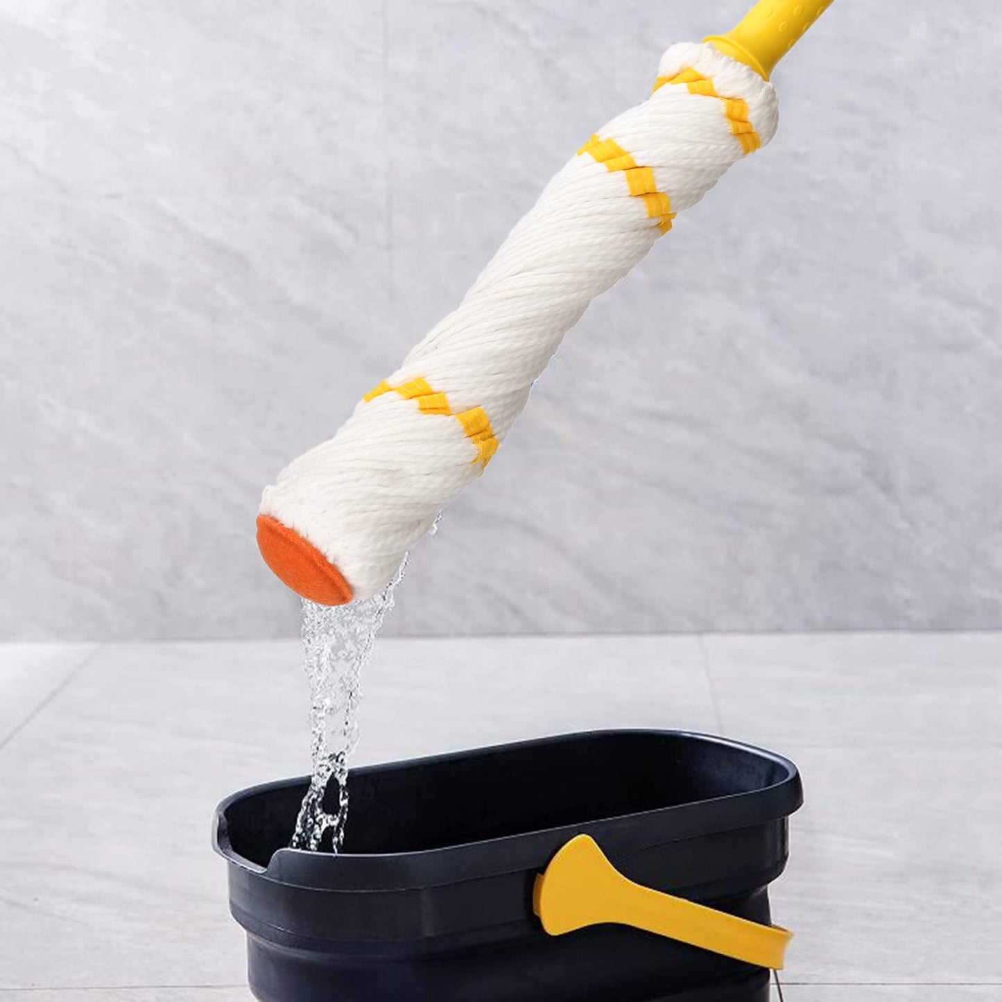 KeFanta Self-Wringing Twist Mop for Floor Cleaning, Long Handled Microfiber Floor Mop with Top Scouring Pad for Kitchen, Hardwood, Restaurant, Bathroom, Garages, Warehouses, Office,57-inch