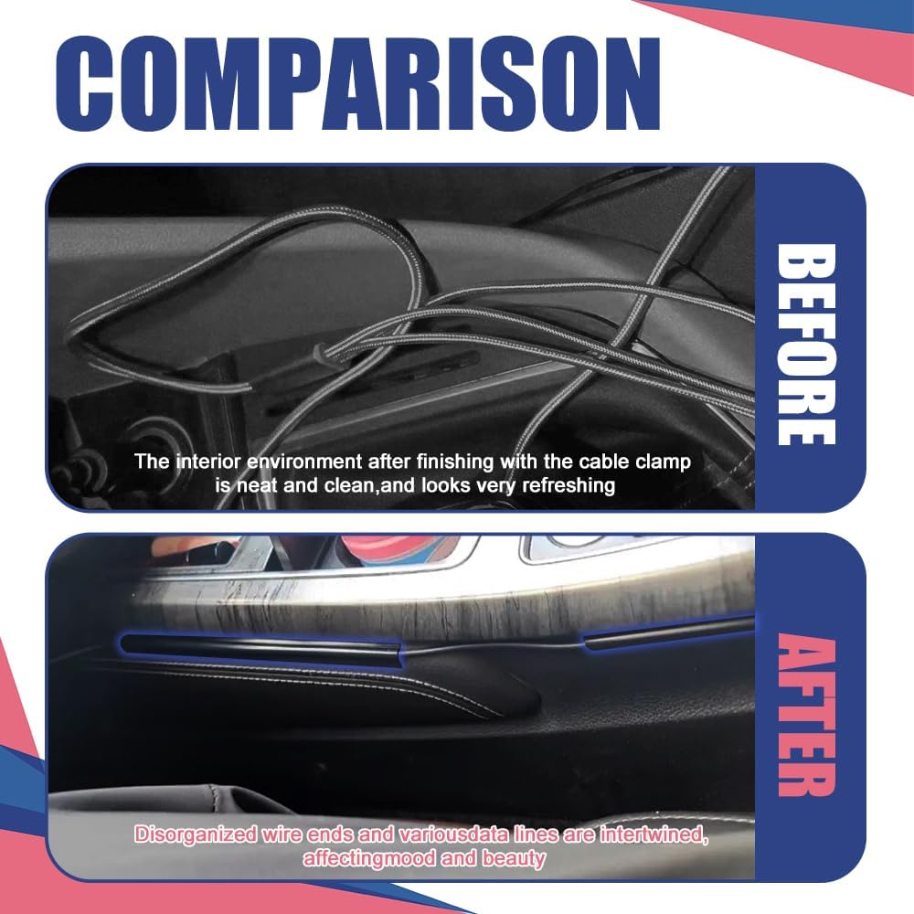 RGOAANC 4PCS Car Wire Sleeve, Car Concealed Wire Sleeve, Self-Adhesive Tubing Cable Hidden Protector, Car Accessories