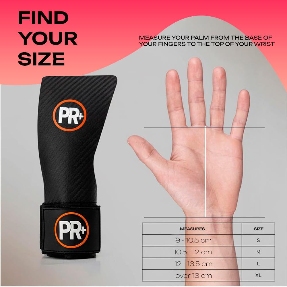 PR+ Triple Layer Chalk Free No Hole Gymnastics Grips + 18" Lifting Wrist Wraps Set – Hand otection & Wrist Support for Crossfit, Cross Training, Weightlifting, WOD (Medium)