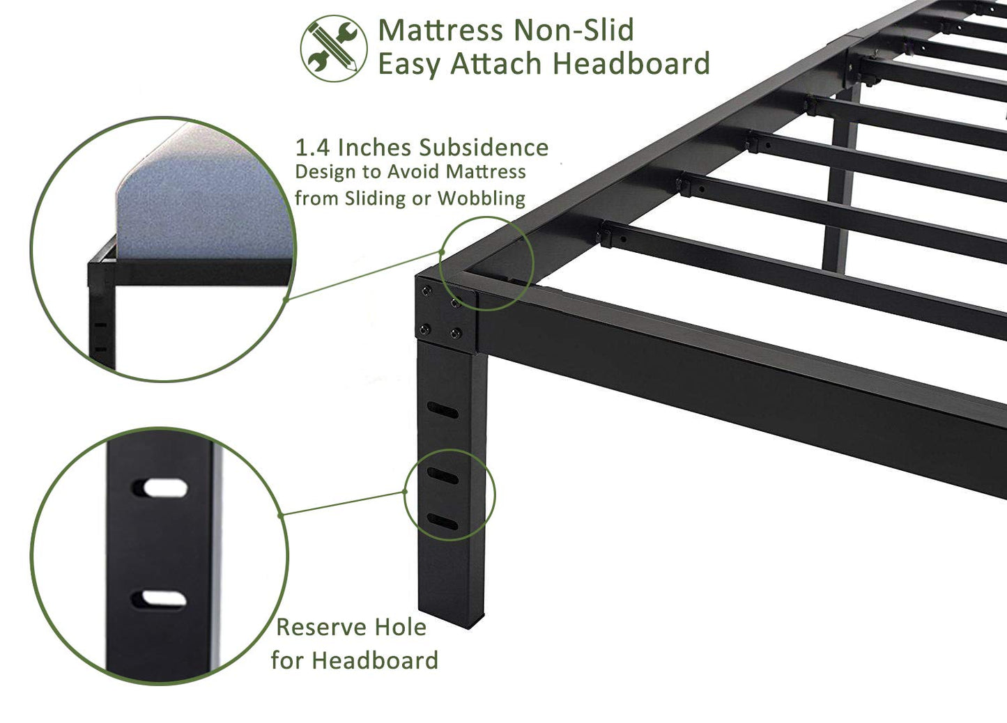 45MinST 18 Inch Maximum Storage Bed Frame/Reinforced Platform /3500lbs Heavy Duty/Easy Assembly/Mattress Foundation/Steel Slat/Noise Free, King