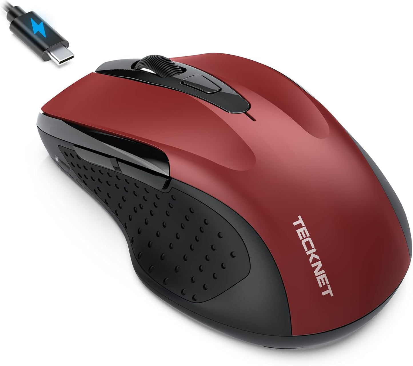 TECKNET (BT5.0/3.0 2.4G) 4800 6 Rechargeable Jiggler Wireless Mouse & DPI Silent USB A & Bluetooth Mouse Buttons, Wide