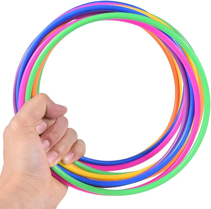 OBTANIM 24 Pcs Plastic 7 Inch Ring Toss Game for Kids and Outdoor Toss Rings for Speed and Agility Practice Game, Random Colors