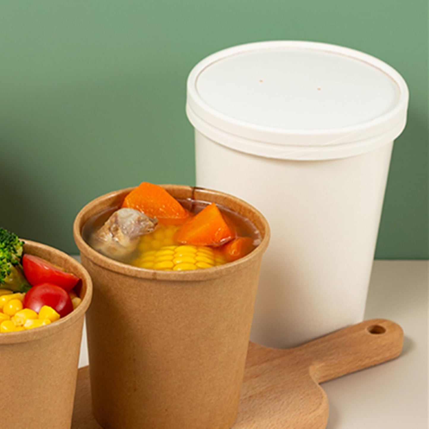 Zentriqlla 30 Pack 32oz Paper Ice Cream Bowls, White Paper Soup Containers with Lids, Microwave & Freezer Safe Food Cups, Large Takeout To Go Containers for Wedding, Restaurant Supplies