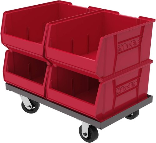 Akro-Mils Super-Size AkroBins | Space-Saving Stackable Plastic Storage Bins - 24" L x 18" W x 12" H, Red