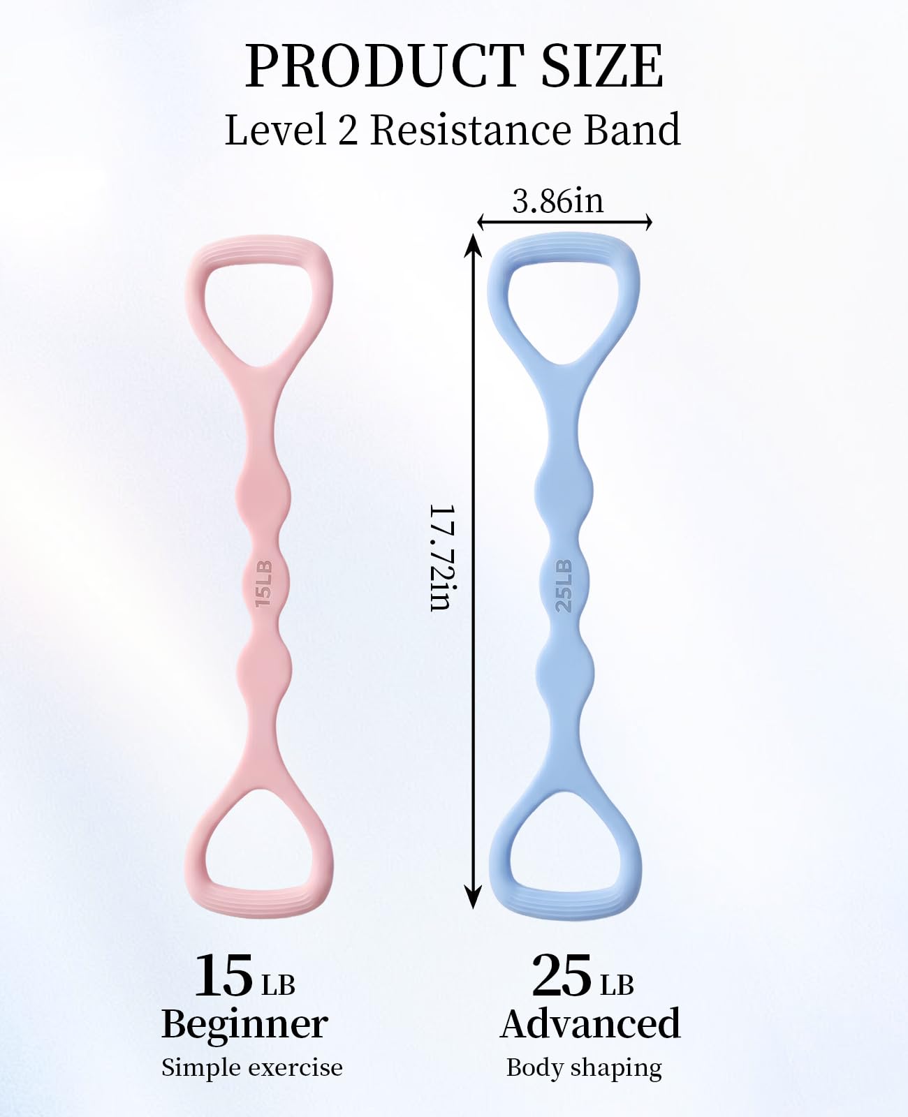 DAWZMR 2 PCS Figure 8 Resistance Bands for Women, 15 Lbs & 25 Lbs Keep Resistance Band with Non-Slip Handles for Arms Back Chest & Shoulder