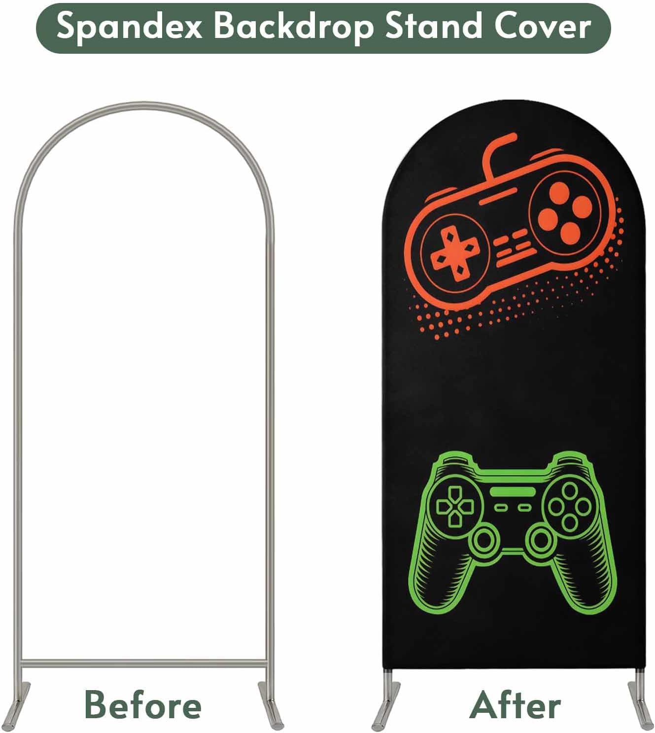 BaqwedCoSz 4 Game Theme Arch Backdrop Cover FT Game Controller Stretchy Elastic Arch Stand Covers Spandex Arched
