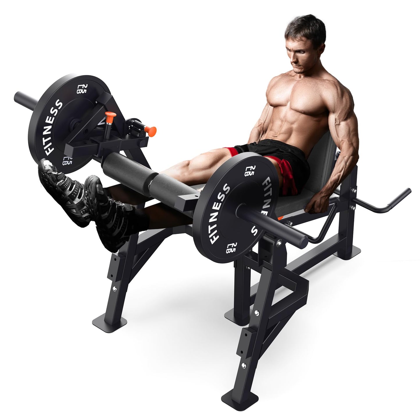 HIKEDIN Leg Press and Curl Machine, Single Leg Extension, Seated Leg Curl, Adjustable Leg Workout Bench, Plate Loaded Home Gym Equipment for Thigh & Hamstring Training, Heavy Duty Steel Frame，Black