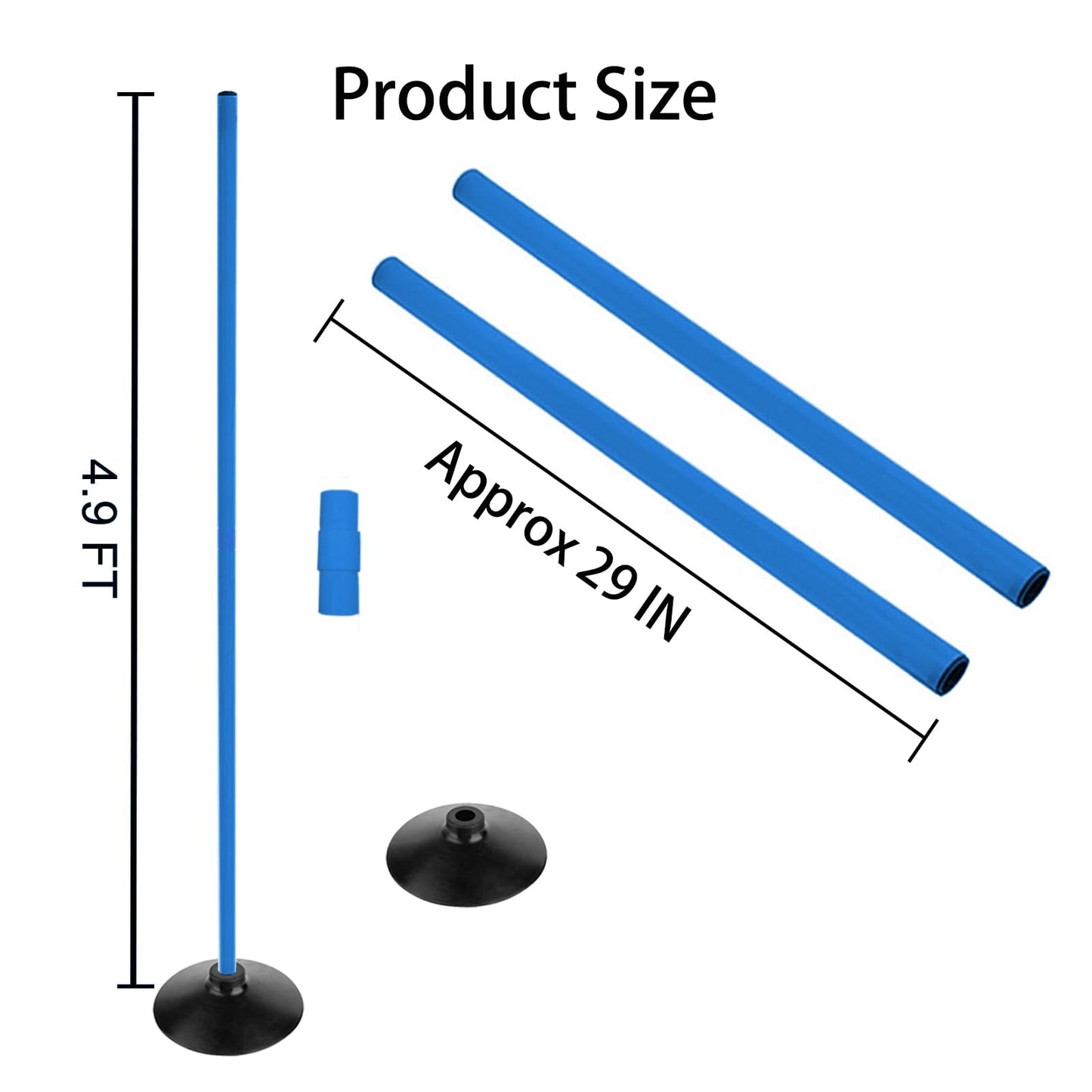 ASENVER Blue Soccer Agility Poles Set Detachable Sports Trainning Speed Pole Slalom Poles with Rubber Base Sport Traning Equipment (4.9 FT, Pack of 6)