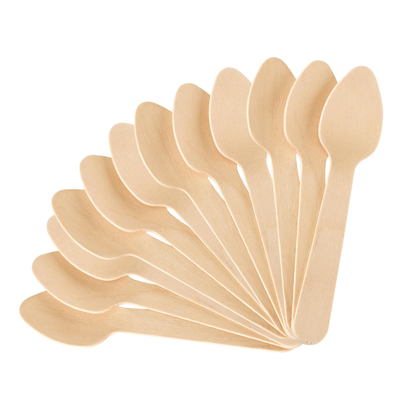 HLSN 200pcs 4 inch Mini Wooden Spoons, Biodegradable CompostableNatural Birchwood, Food Grade Disposable Wooden Cutlery for Parties, Weddings, Camping