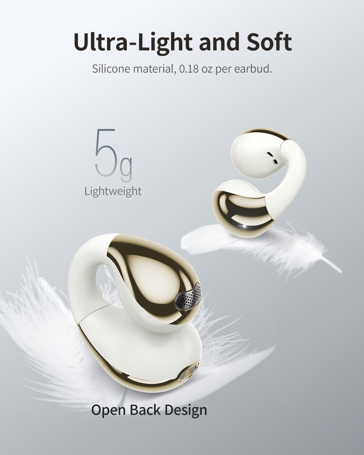 30H wegear Open-Ear Earbuds, Clip-On Headphones, Open-Ring Comfort Wireless Bluetooth Earbuds, Dual Connection