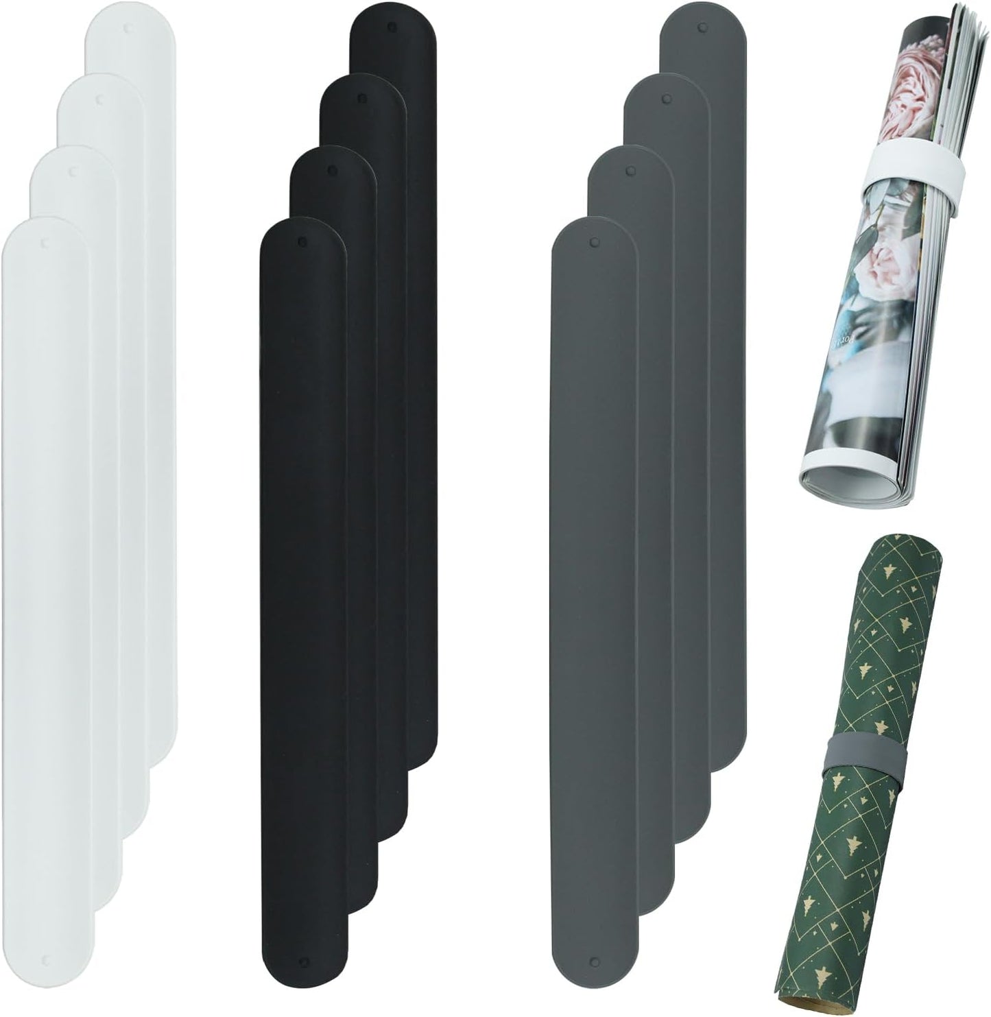 REDANHA Wrapping Paper Holder - 12 Silicone-Covered Metal Strips for Organized Gift Storage