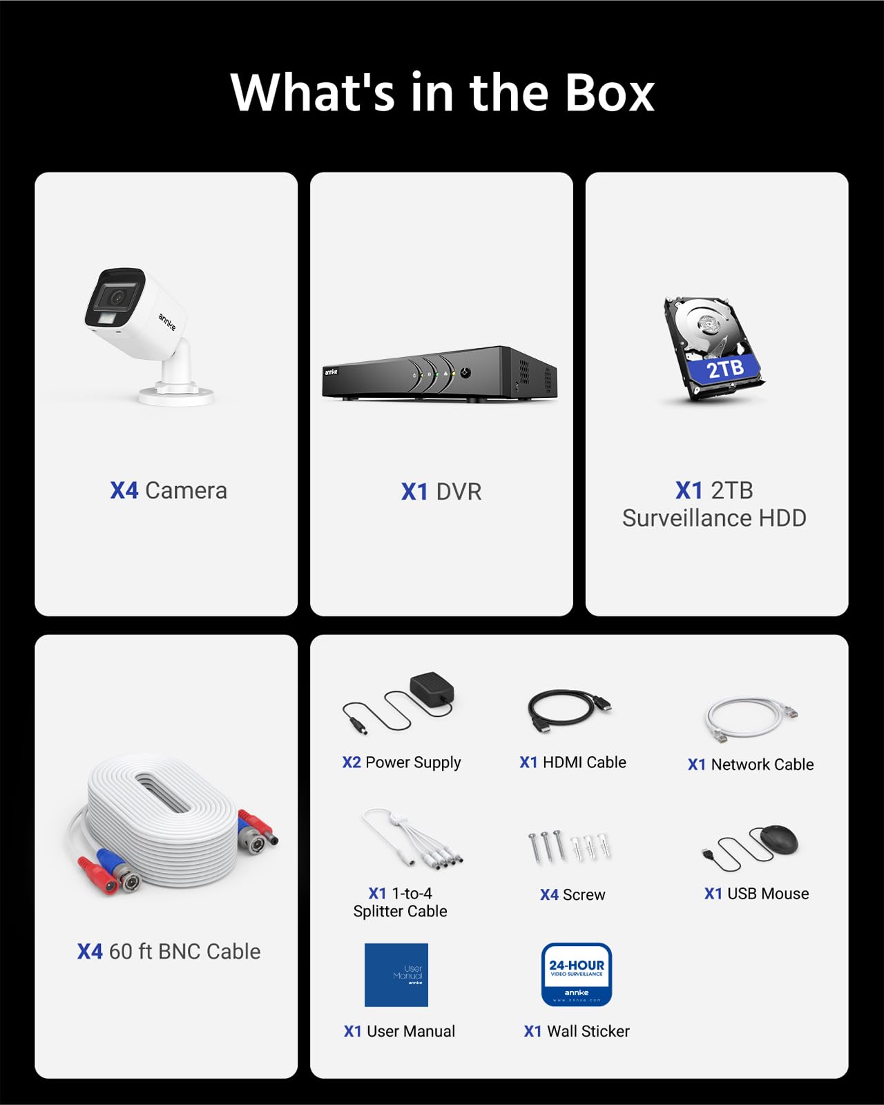 ANNKE 8CH 3K Security Camera System with Audio/Mic, 8 Channel Surveillance AI DVR and 4X 5MP 2960 * 1665 CCTV Cams with Dual Light, Human/Vehicle Detection, IP67, Color Night Vision, 2TB Hard Drive