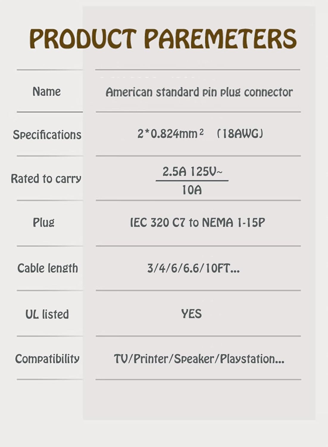 UNIMOSON 2 3 Prong Power Cable Cord Compatible with TCL Roku Smart LED LCD HD TV Apple Samsung Sharp Replacement Feet