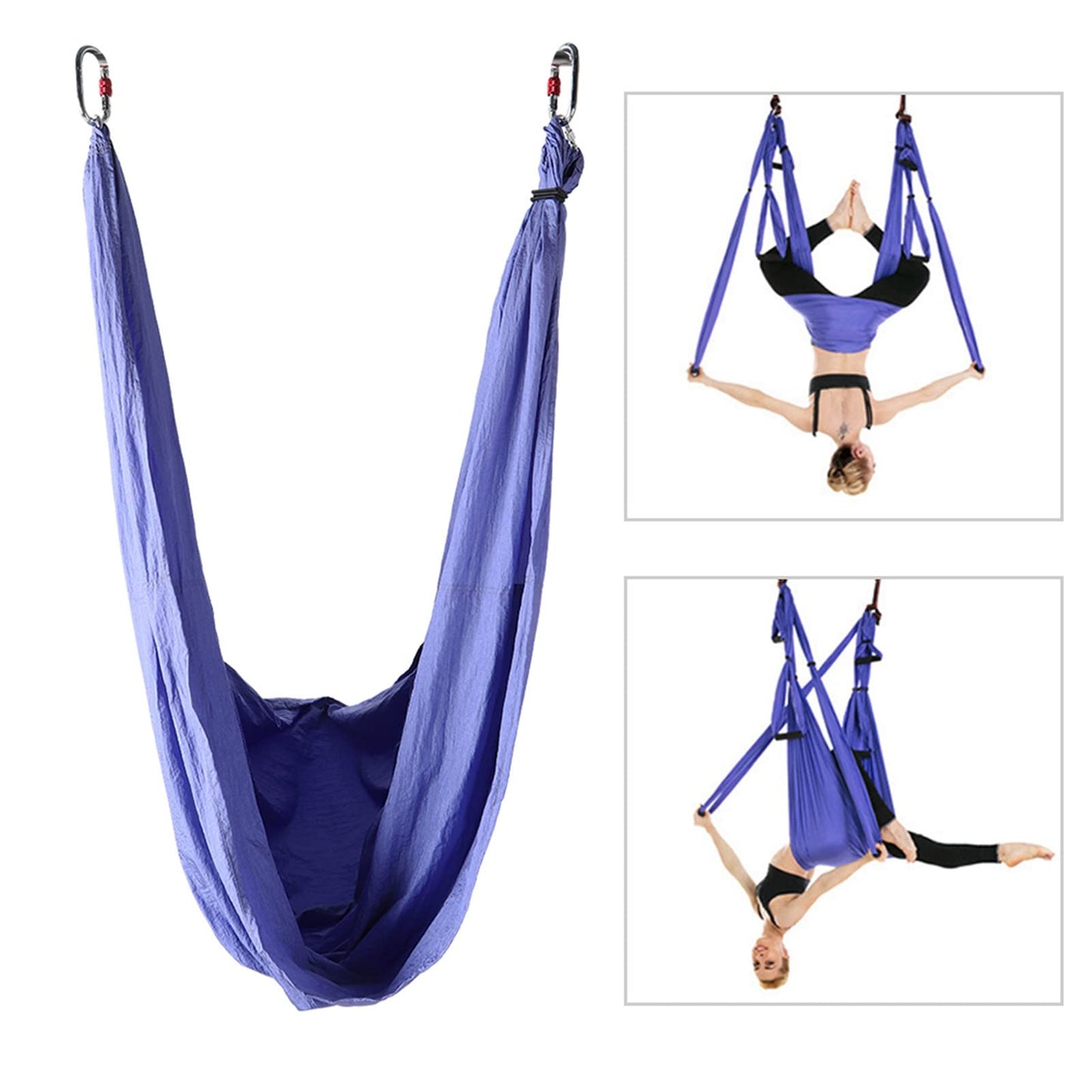 Jelquix Aerial Yoga Hammock, Premium Nylon Fabric Breathable Wear Proof Yoga Sling with Thick Foam Handle, Supports Difficult Poses for Inversion Swing Fitness and Relaxation (Purple)