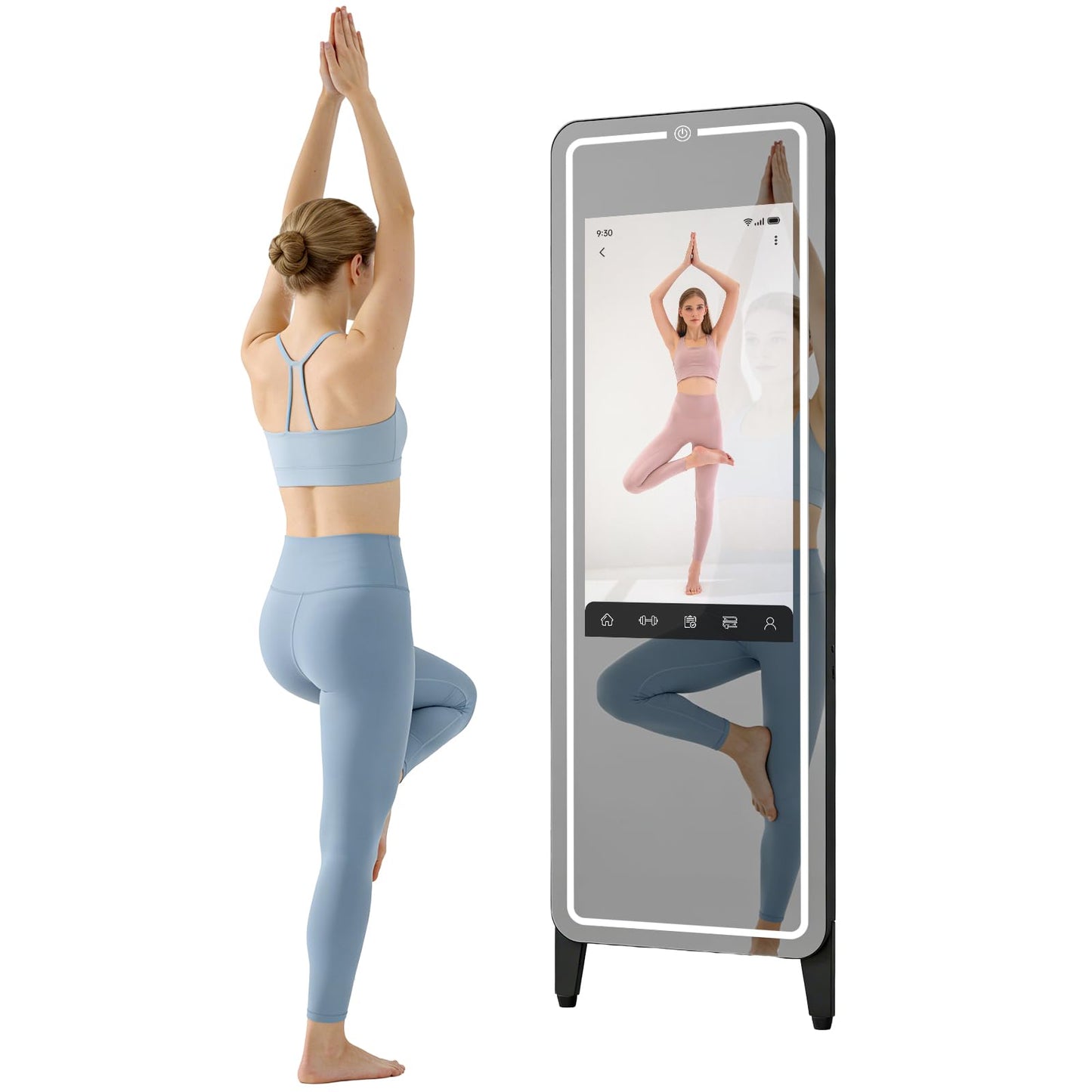 LumaVue Smart Fitness Mirror for Home Gym Workout, 32" Touchscreen & Open System, No Subscription Fees, Support Fitness Apps, Wall Mount & Free Standing, Can be Used with Home Workout Equipment