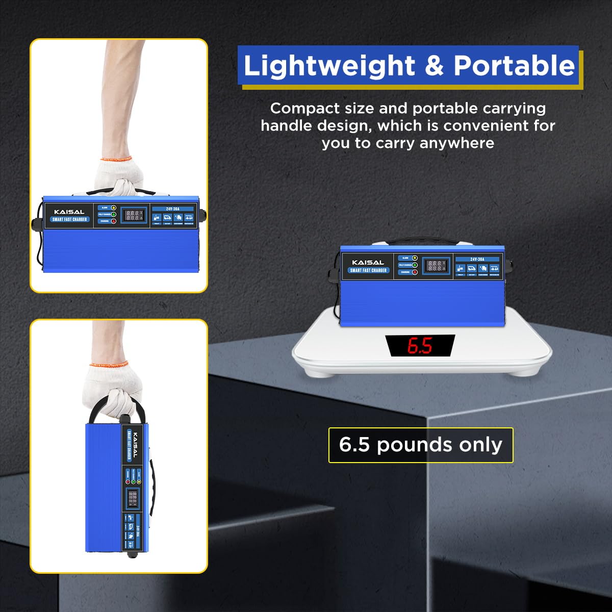 Forklift Battery Charger 24V 30A Smart 24 Volt Charger 900W Fully-Auto LCD Display Pallet Jack Battery Charger 7 Protections Trickle Charger for 24V Electric Pallet Jack & Forklift & Floor Scrubber