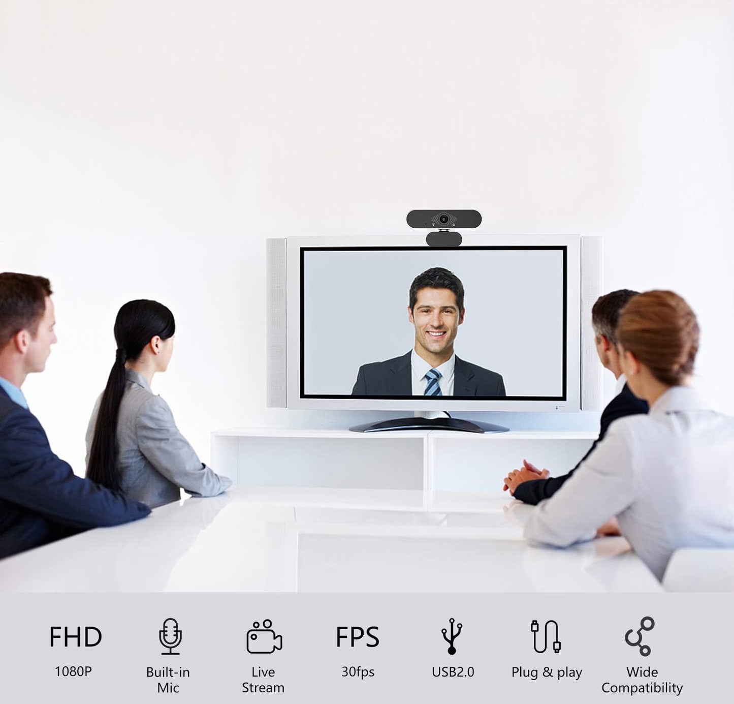 Wennyn 1080P 1080P 360 Webcam HD with Microphone & Privacy Cover, USB Web Cam with Live Streaming HD Video for Mac, PC
