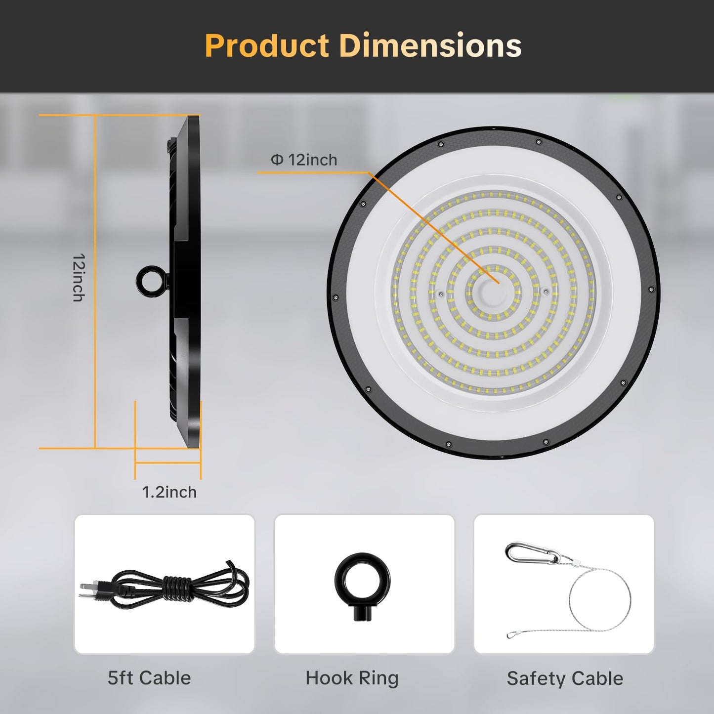 AIKVSXER 300W UFO High Bay Light 45000LM LED Shop Light 6000K Daylight IP65 Waterproof for Warehouse Garage Barn Factory Workshop 5ft Plug & Play 6 Pack